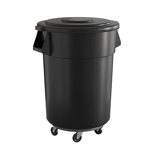 55 Gallon Black Round Commercial Trash Can by Krollen+Industrial