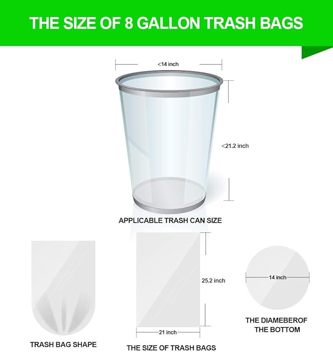 FORID Clear Medium Garbage Bags – 8 Gallon Plastic Trash Bags 30 Liter - Image 6