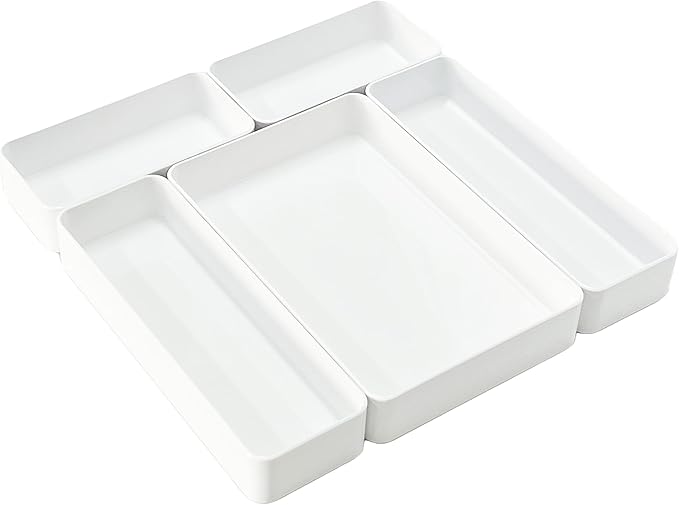 RAUVOLFIA Plastic Stackable Office Desk Drawer Organizers, Small Makeup Vanity by RAUVOLFIA