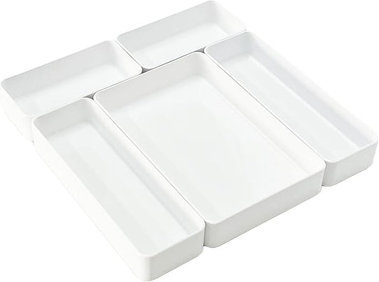 RAUVOLFIA Plastic Stackable Office Desk Drawer Organizers, Small Makeup Vanity by RAUVOLFIA