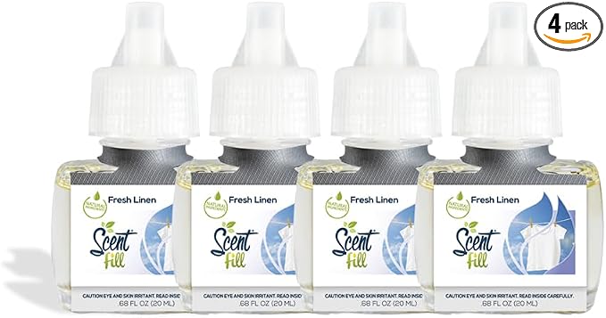 Scent Fill Fresh Linen Plug in Air Freshener, 4 Scented Oil Refills by ScentFill