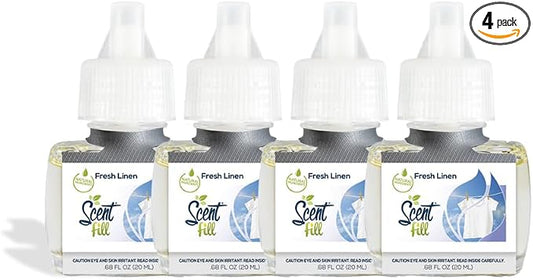 Scent Fill Fresh Linen Plug in Air Freshener, 4 Scented Oil Refills by ScentFill