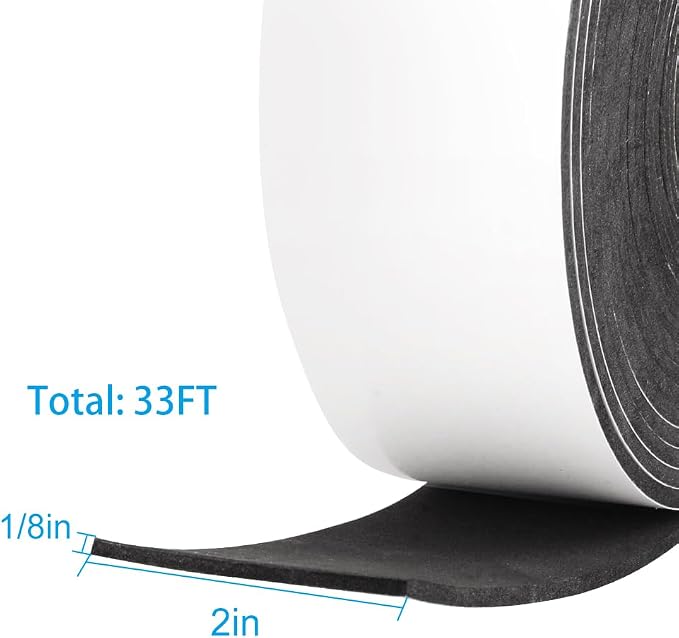 High Density Foam Tape, 2 Inch Wide x 1/8 Inch Thick Door Insulation Tape - Image 2