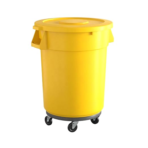 32 Gallon Yellow Round Commercial Trash Can by Krollen+Industrial