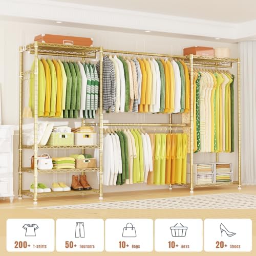 Ulif E1 Heavy Duty Closet Garment Rack, 6 Tiers Adjustable Clothing Storage
