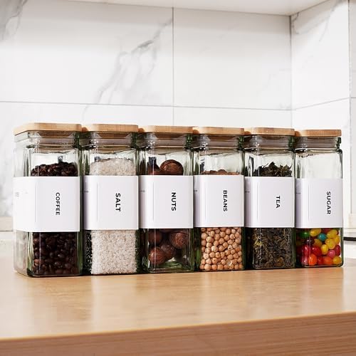 APT 1101 Glass Storage Jars with Bamboo Lid, glass canisters with airtight li...