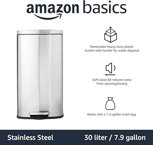 Amazon Basics Smudge Resistant Rectangular Trash Can - Image 2