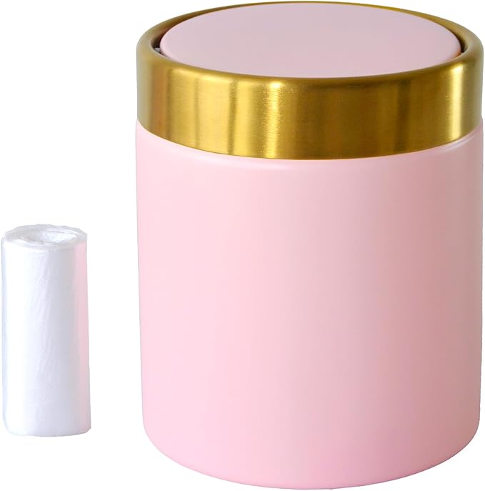 Mini Trash Can with Lid, Metal Small Tiny Mini Trash Bin Can, Mini Countertop by JILLICK