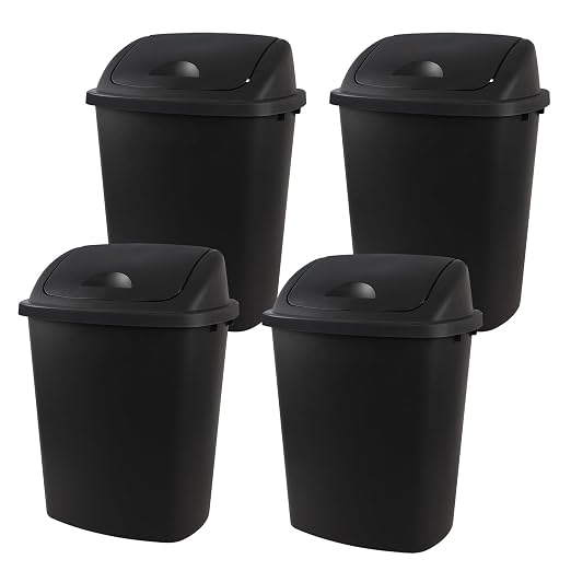 Zopnny 4-Pack 11 Gallon Swing Lid Trash Can, Plastic Swing-Top Garbage Can by Zopnny