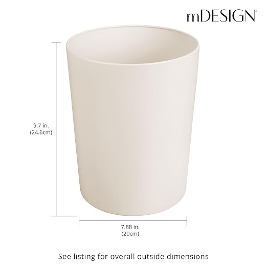 mDesign Round Metal Small 1.7 Gallon Recycle Trash Can Wastebasket, Garbage - Image 3