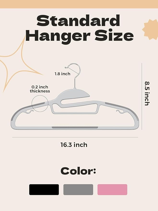 HOUSE DAY Grey Plastic Hangers 30 Pack, Slim Space Saving, Non Slip Clothes - Image 8