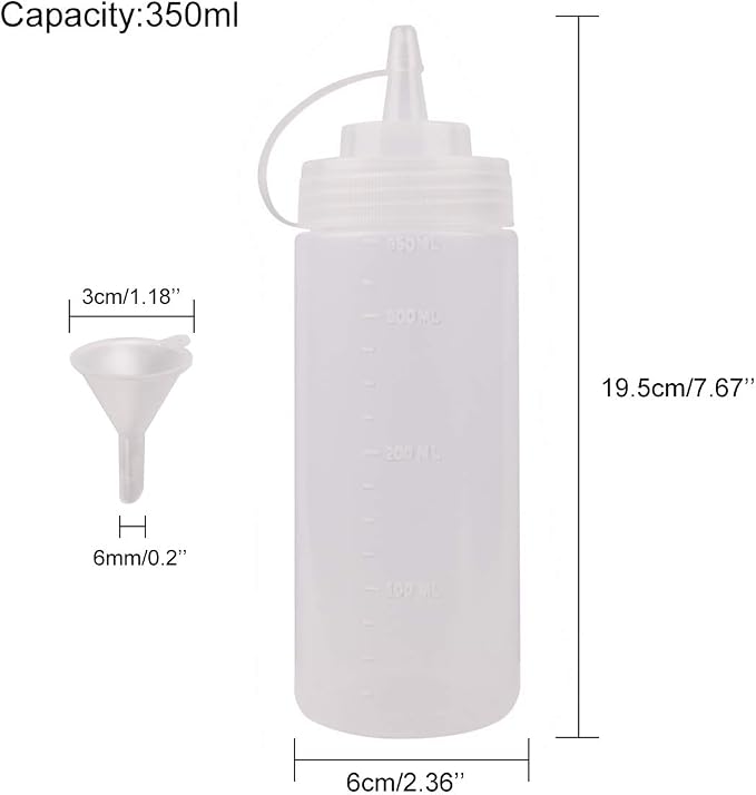 Squeeze Bottles for Sauces 2 Pack, Ketchup Bottle 12 Ounce Plastic Dressing - Image 2