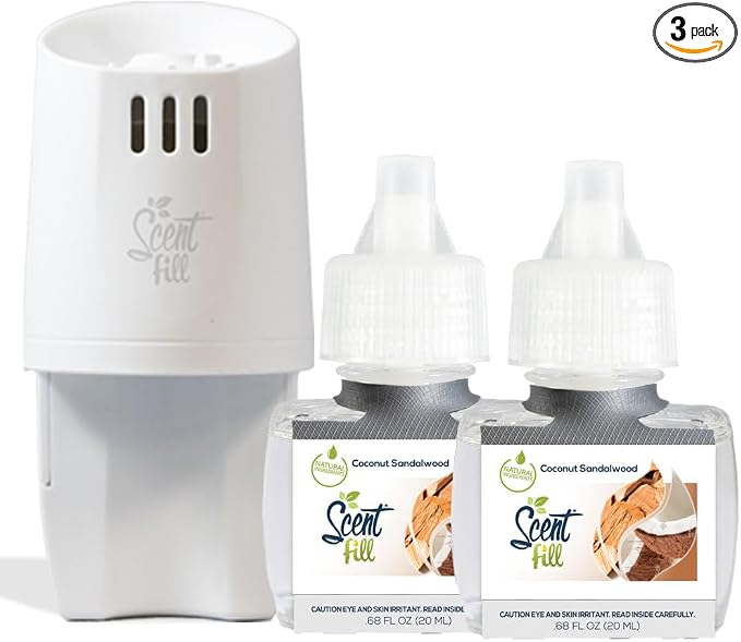 Scent Fill Coconut Sandalwood Plug in Air Freshener, Scented Oil Refills by ScentFill