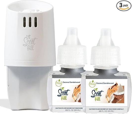 Scent Fill Coconut Sandalwood Plug in Air Freshener, Scented Oil Refills by ScentFill