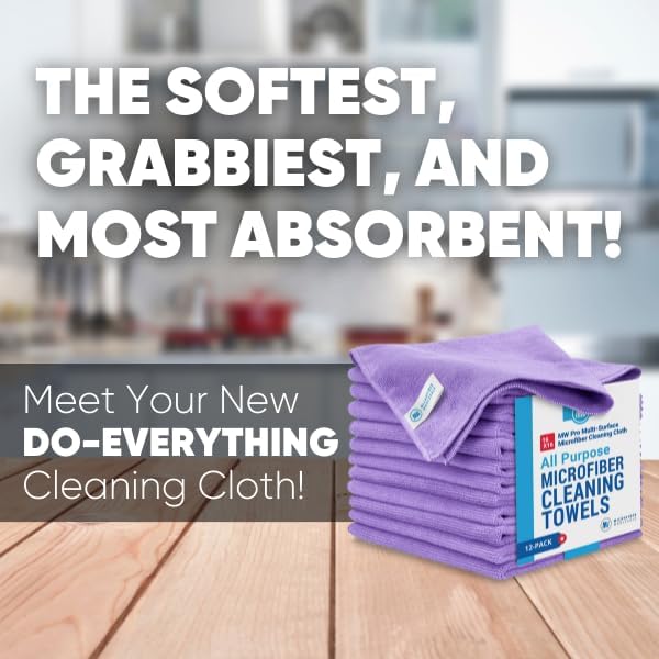 MW Pro Microfiber Cleaning Cloth | Purple | 12 Pack | 16” x 16” | All Purpose - Image 2