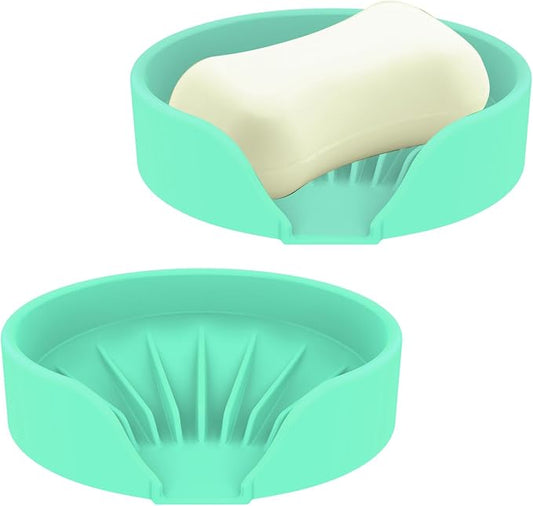 Self Draining Soap Dish, Silicone Suction Cup Soap Holder Tray Savers Container by UltraKeno