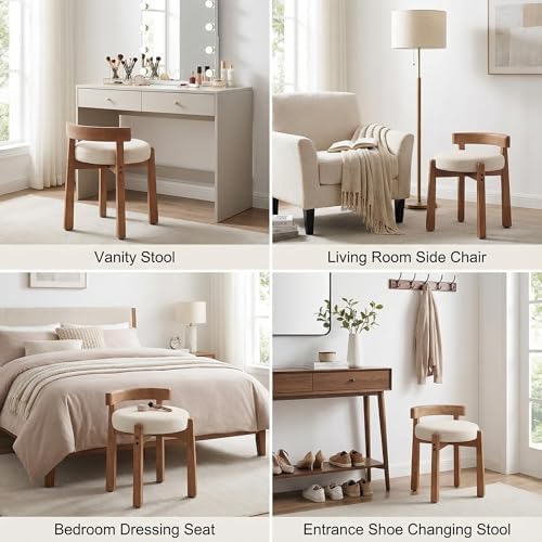 DUOMAY Modern Linen Ottomans, Beige, Set of 2