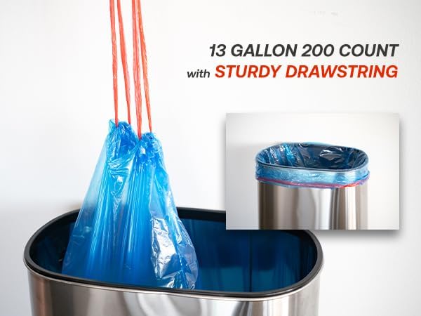 13 Gallon Recycling Trash Bags, Pre-Separated, Ultra Strong, Translucent Blue - Image 6