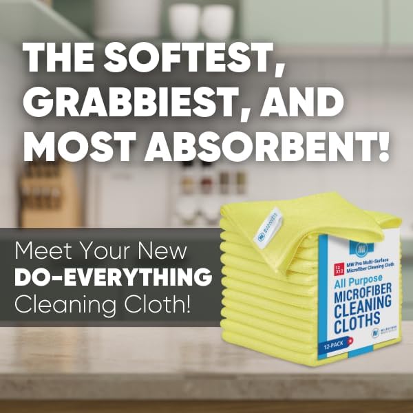 12" x 12" MW Pro Multi-Surface Microfiber Cleaning Cloths | Yellow - Image 2