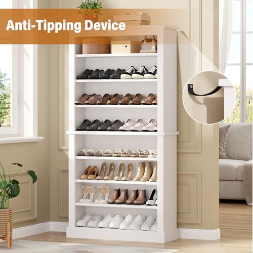 knoworld Freestanding Shoe Cabinet, Holds 40-45 Pairs, 71 Inch Tall 9-Tier Sh...