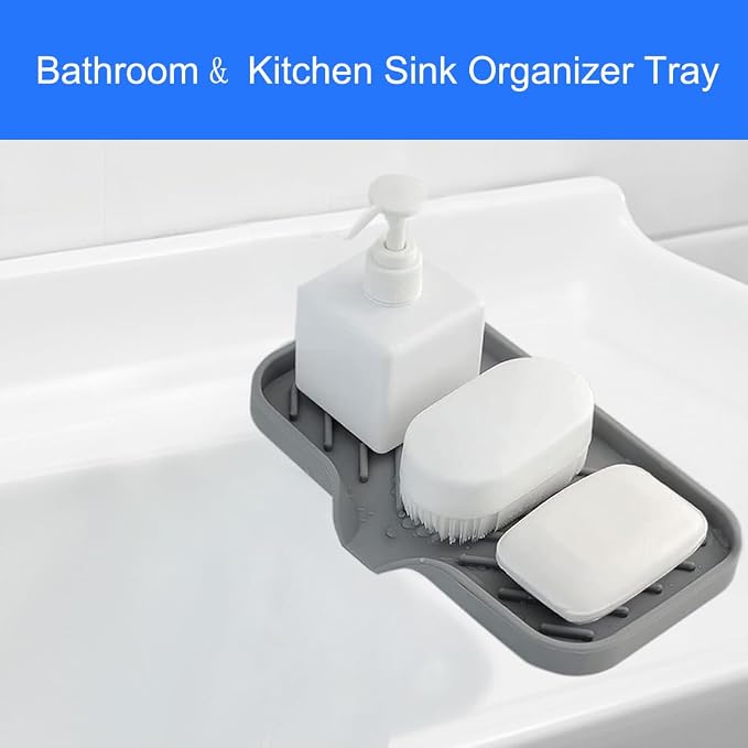 Sponge Holder for Kitchen Sink, Silicone Sponge Dish Tray - Image 6