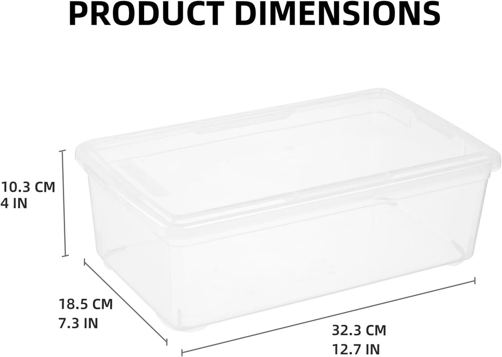 novelinks 12 Pack 6QT Plastic Storage Bins with Lids, Shoe Bins
