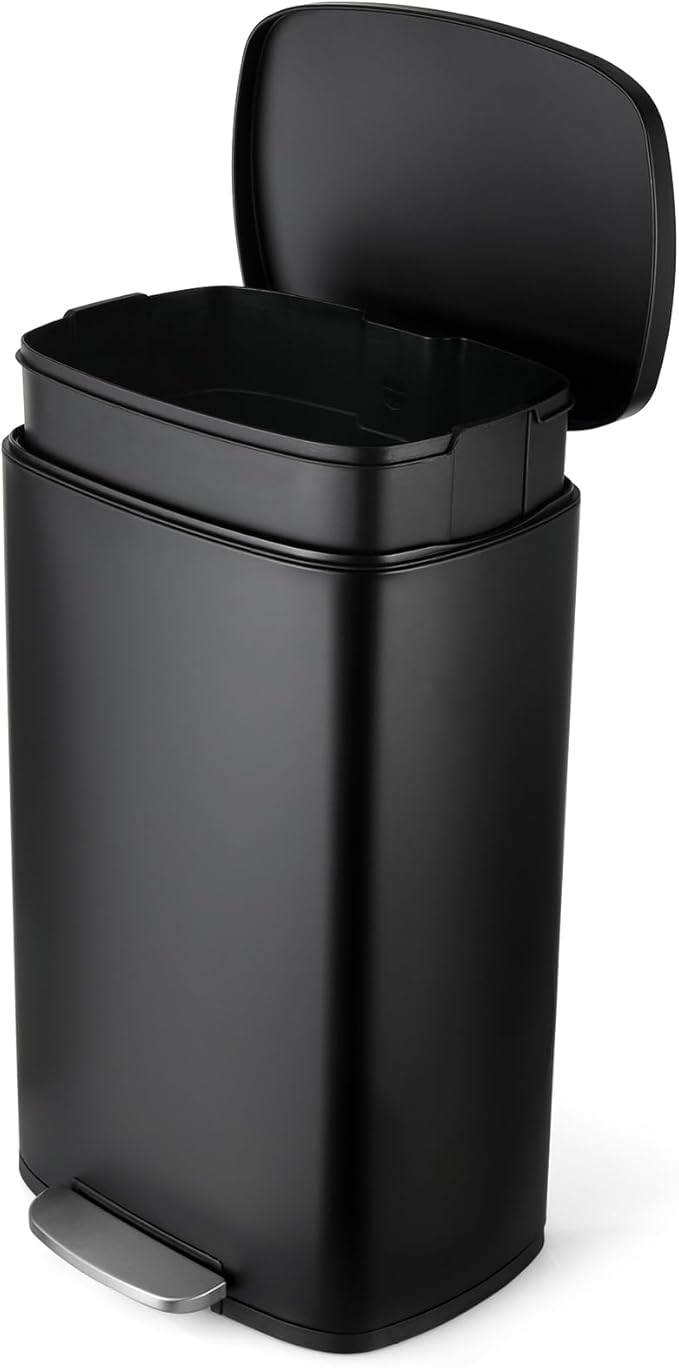 8 Gal Kitchen Trash Can, 30L Recycling or Garbage Bin, Brushed Stainless Steel by ComfyCorner