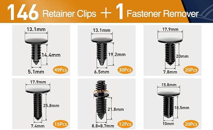 GOOACC 146PCS Nylon Bumper Shield Retainer & Double End Xmas Tree Retainers - Image 10