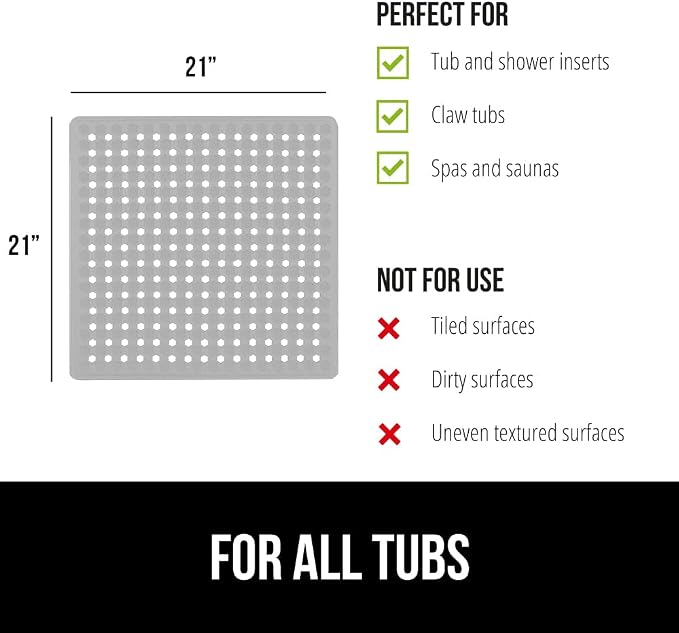 GORILLA GRIP Patented Square Shower Stall Mat, Small Bathtub Floor Mats - Image 6