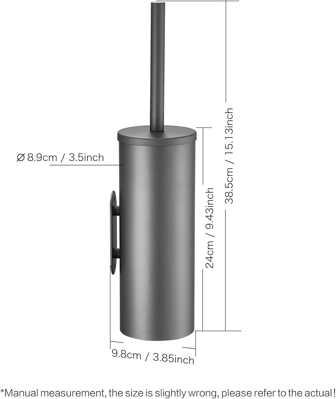 Stainless Steel Toilet Brush and Holder Set, No-Punch Hook Base Dual Purpose - Image 3