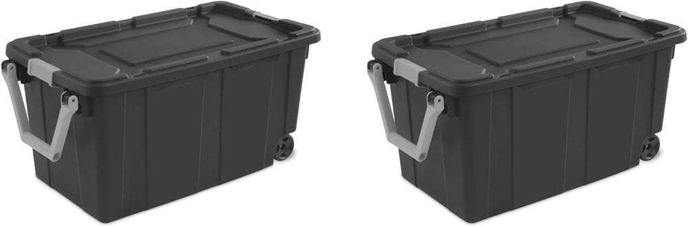 Storage Bin Plastic Rolling Stacker Box Wheeled Storage Box 160 Quart, Lidded...