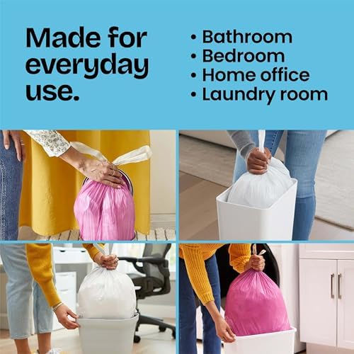 Glad Small Trash Bags, Great for Office, Bathrooms and Bedroom Bins, Beachside Breeze Scented Garbage Bags, Odor Resistant with Drawstring, Febreze Freshness, 4 Gallon Trash Bags, 80 Count