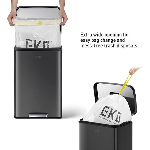 EKO Madison Matte Black 50 Liter/13.2 Gallon Step Trash Can - Image 4