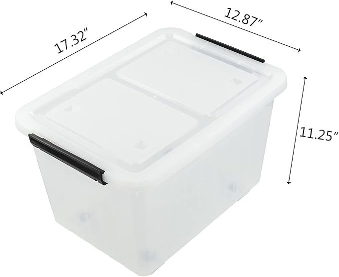 Bringer 4-Pack 30 L Clear Plastic Storage Box, Large Wheeled Storage Bin - Image 2