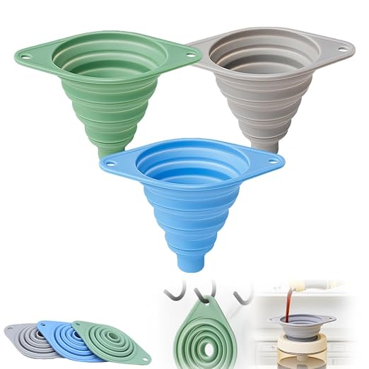 Kitchen Funnel Set, Wide-Mouth Foldable and Telescopic Design, Liquid by Jurfest