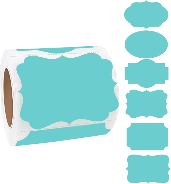 Blue Labels - 250 PCS 3" x 2" Fancy Shape Stickers by Yeachlaing