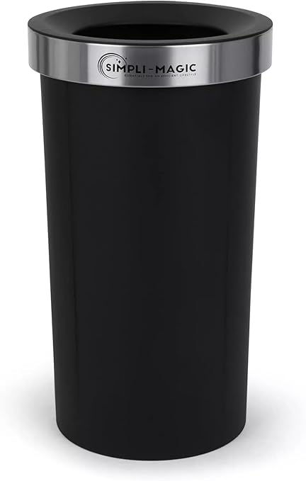SIMPLI-MAGIC 16 Gallon Open Top Trash Can – Round Commercial Trash Can – - Image 2