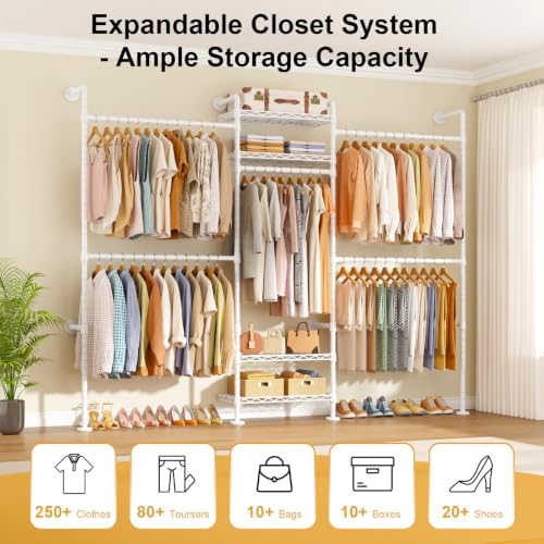 ULIFHOME M7 Wall-Mounted Clothes Rack, Heavy-Duty Garment Closet Rack