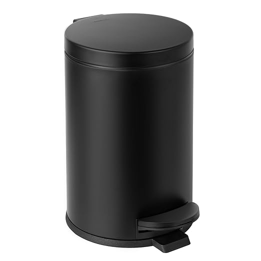 Cesun 1.2 Gallons Small Black Trash Can, Bathroom Garbage Can by Cesun