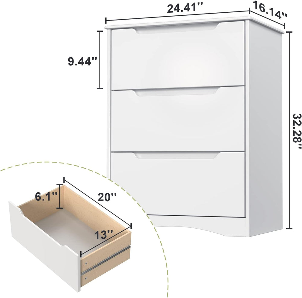 Gizoon 3 Drawers Chest, Bedroom Drawer Dresser with Large Storage Capacity