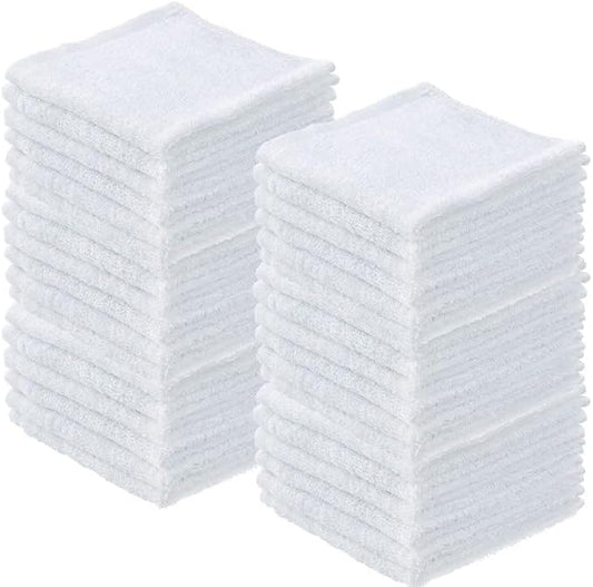 Superio Terry Cloth Rags White Washcloths 100% Cotton 12" Cleaning Cloths by Superio