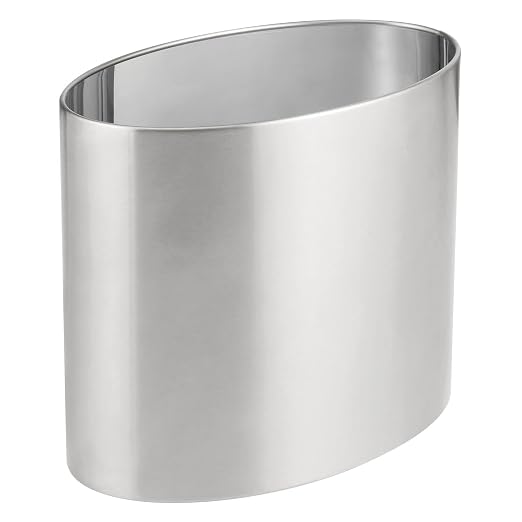 mDesign Stainless Steel Metal Oval Trash Can, 7.9 Liter/2.09 Gallon Wastebasket by mDesign