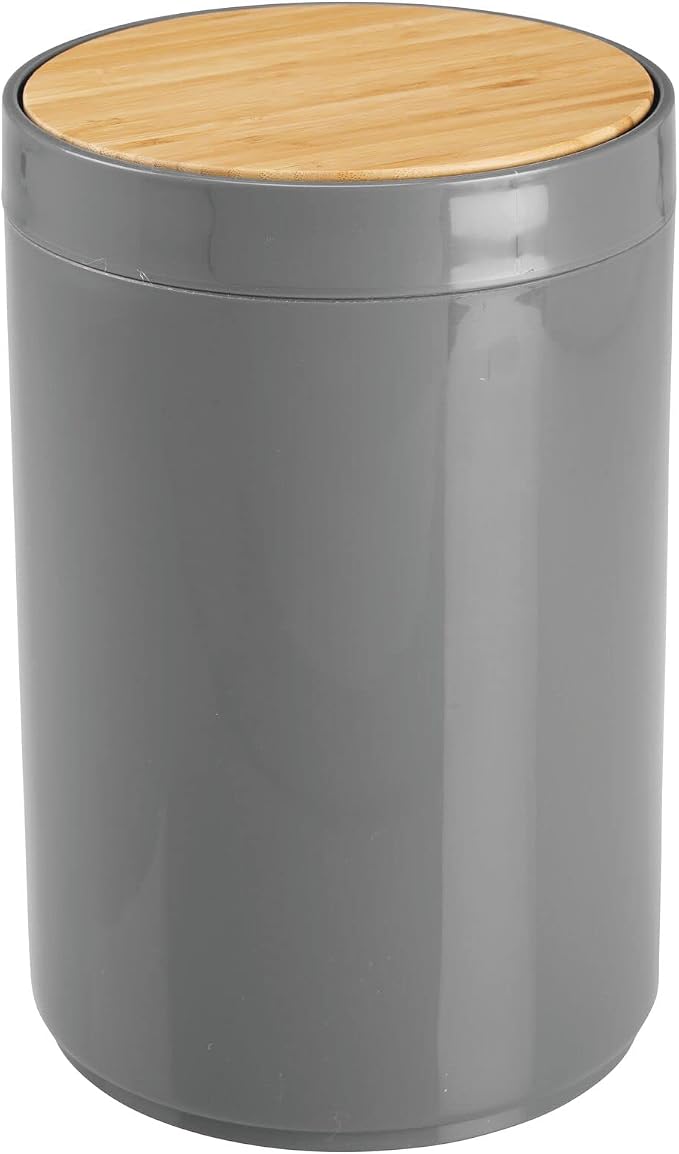 mDesign Plastic Round Trash Can Small Wastebasket - Image 7