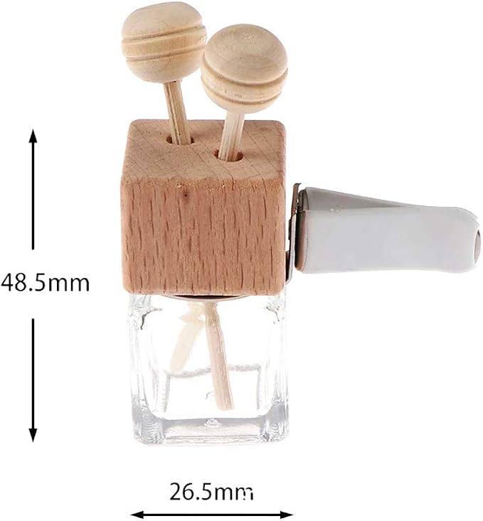 20 Pack, 8ml Clear Glass Car Air Freshener Perfume Clip Diffuser, Empty - Image 3
