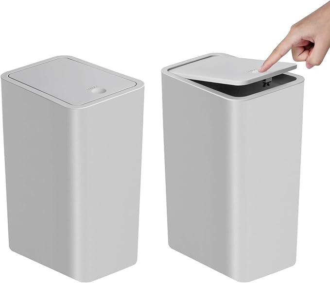 TIPGO Bathroom Trash Can with Lid, 10 Liter/ 2.6 Gallon Slim Garbage Can by TIPGO