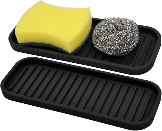 Silicone Sponge Holder Kitchen Sink Organizer Tray Dish Caddy Soap Dispenser by Gosmol