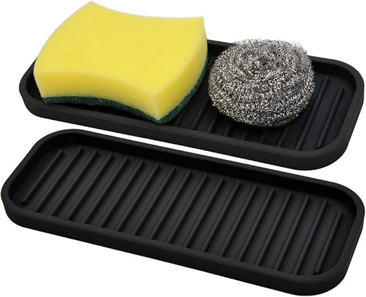Silicone Sponge Holder Kitchen Sink Organizer Tray Dish Caddy Soap Dispenser by Gosmol