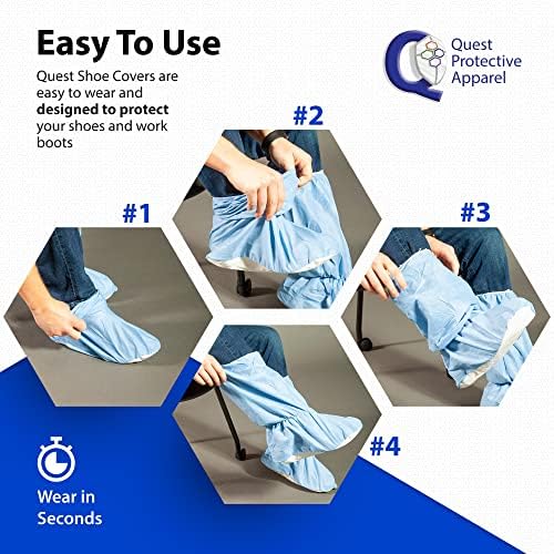 Quest Traction Boot & Shoe Covers 18in, Non-Slip, Blue, X-Large, 50 Pairs