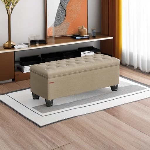 SONGMICS Storage Ottoman, Storage Bench, Tufted Entryway Bedroom Bench - Image 6