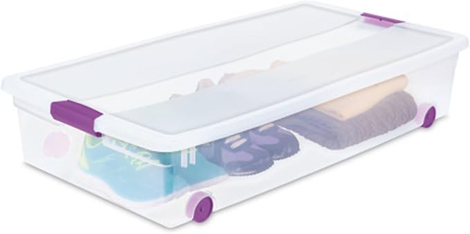 Sterilite 8-Pack 60 Quart ClearView Latch Box, Wheeled Underbed Organizer Bins - Image 7
